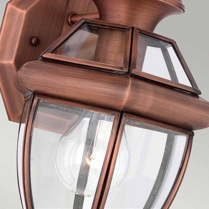 Norlys Newbury 1 Light Small Wall Lantern QZ-NEWBURY2-S-AC Lacquered Aged Copper