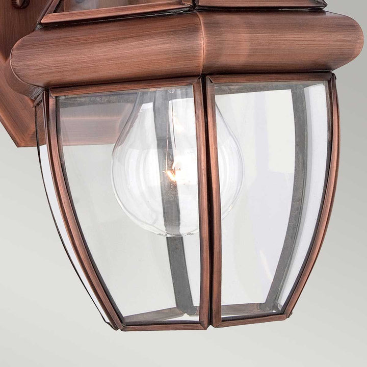 Norlys Newbury 1 Light Small Wall Lantern QZ-NEWBURY2-S-AC Lacquered Aged Copper
