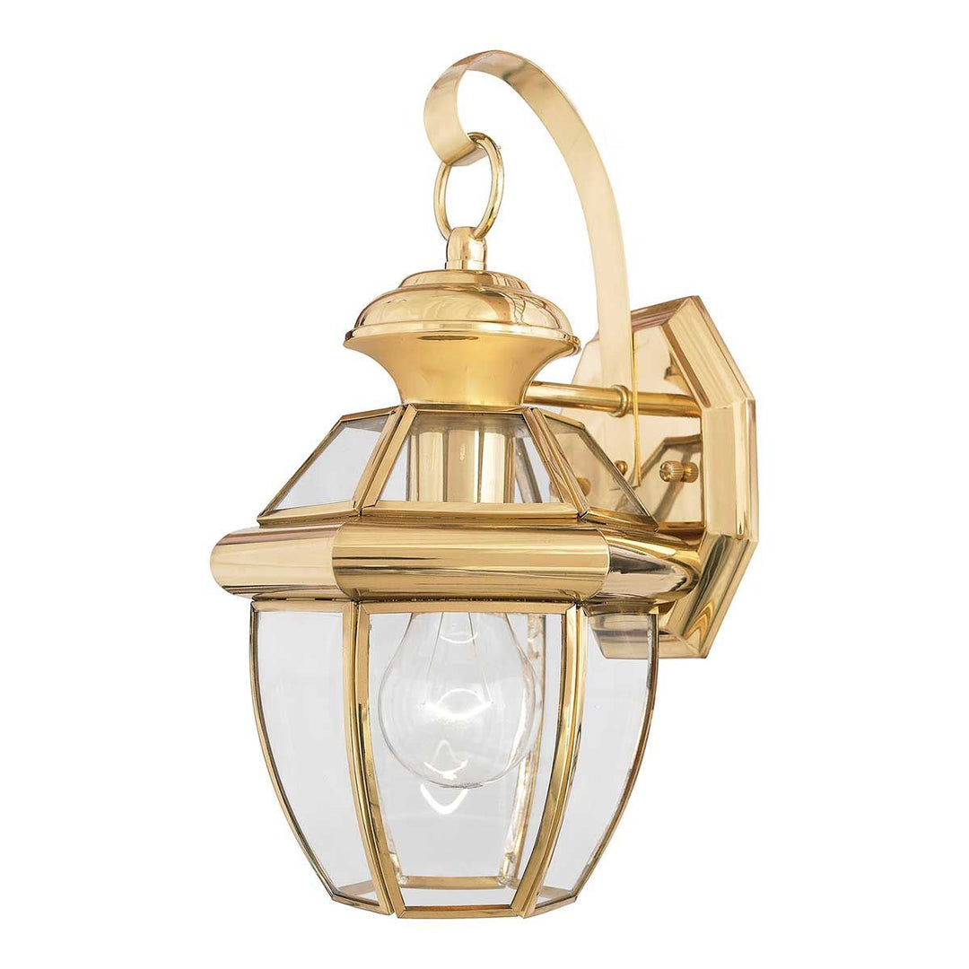 Norlys Newbury 1 Light Small Wall Lantern QZ-NEWBURY2-S-PB Lacquered Polished Brass