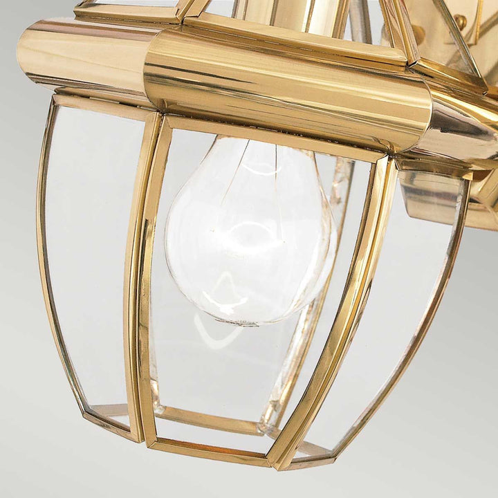 Norlys Newbury 1 Light Small Wall Lantern QZ-NEWBURY2-S-PB Lacquered Polished Brass