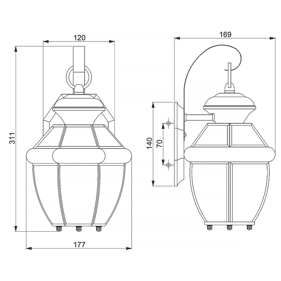 Norlys Newbury 1 Light Small Wall Lantern QZ-NEWBURY2-S-PB Lacquered Polished Brass