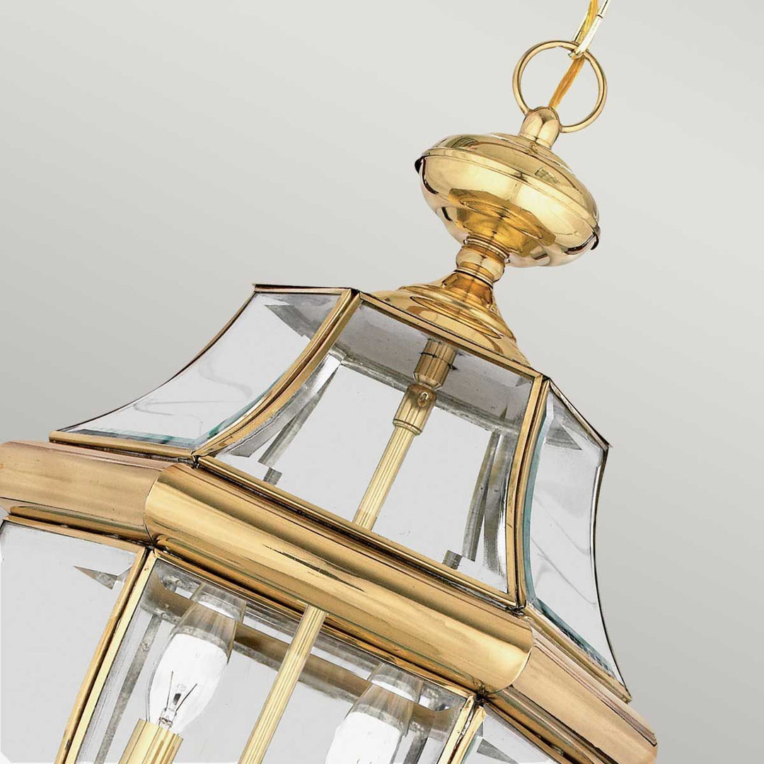 Norlys Newbury 2 Light Large Chain Lantern QZ-NEWBURY8-L-PB Lacquered Polished Brass