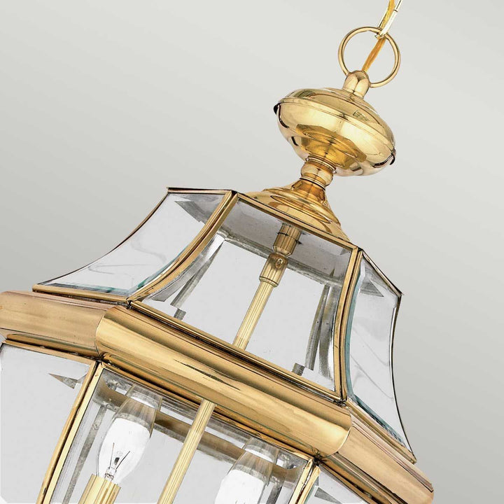 Norlys Newbury 2 Light Large Chain Lantern QZ-NEWBURY8-L-PB Lacquered Polished Brass