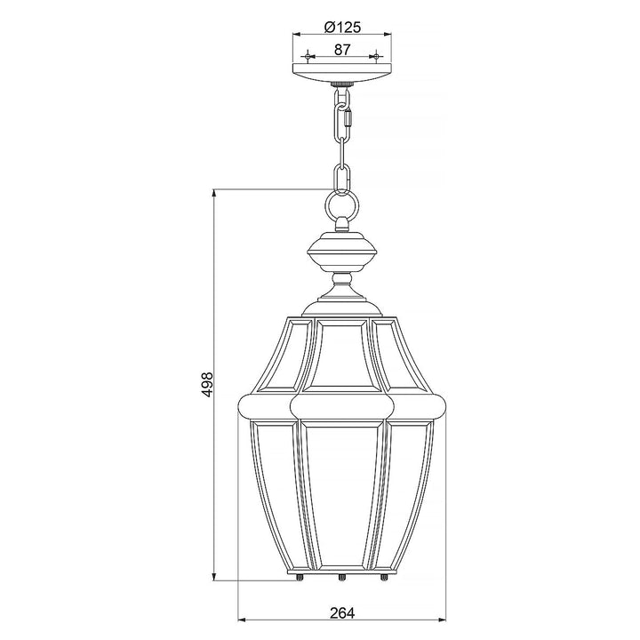 Norlys Newbury 2 Light Large Chain Lantern QZ-NEWBURY8-L-PB Lacquered Polished Brass