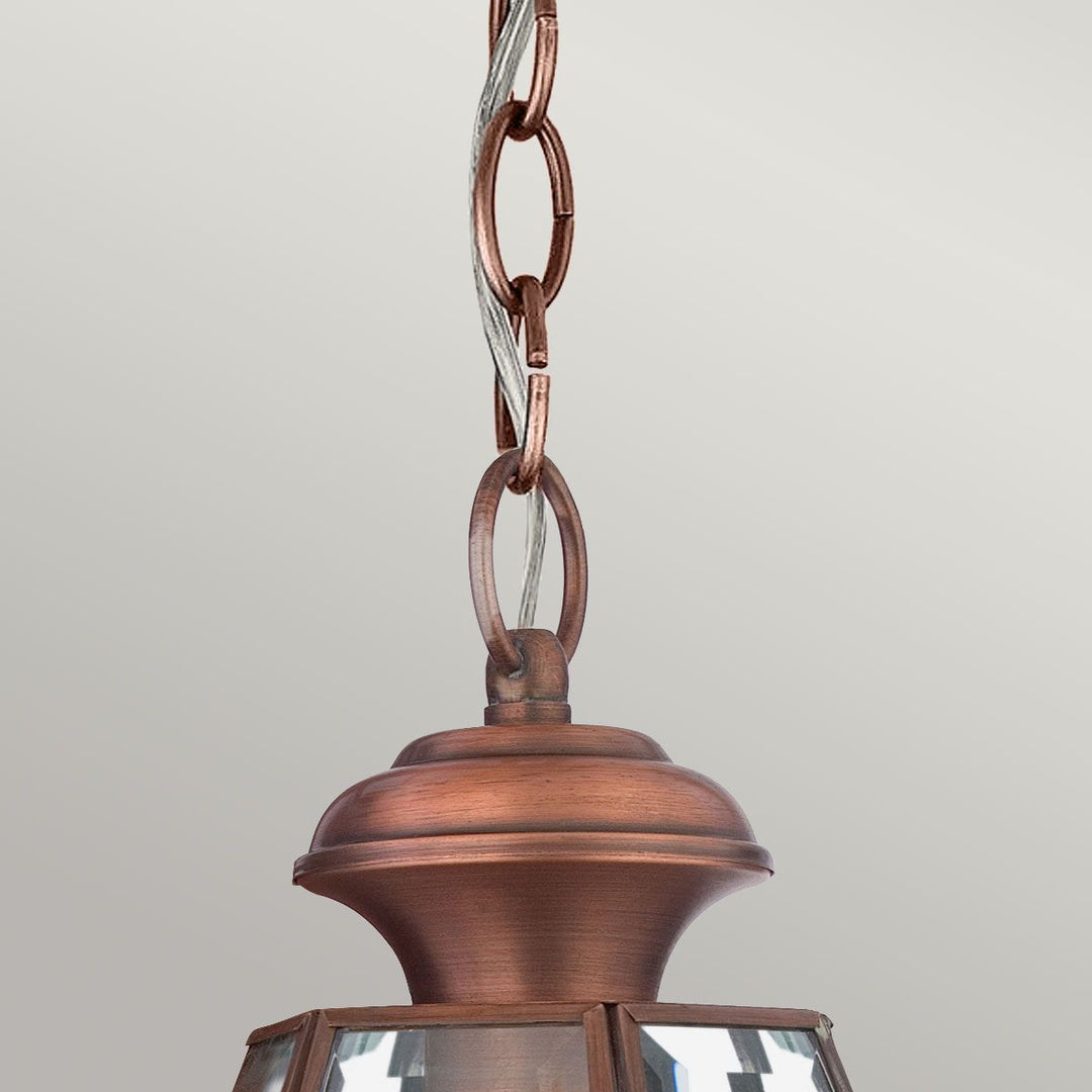 Norlys Newbury 1 Light Medium Chain Lantern QZ-NEWBURY8-M-AC Lacquered Aged Copper