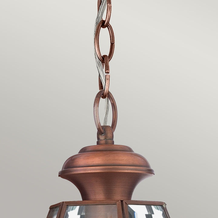 Norlys Newbury 1 Light Medium Chain Lantern QZ-NEWBURY8-M-AC Lacquered Aged Copper