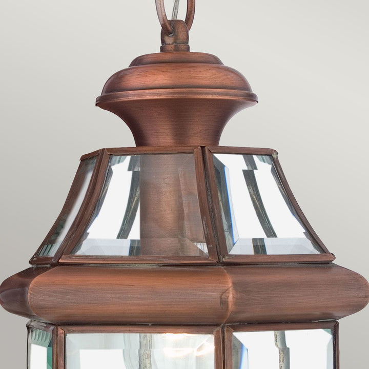 Norlys Newbury 1 Light Medium Chain Lantern QZ-NEWBURY8-M-AC Lacquered Aged Copper