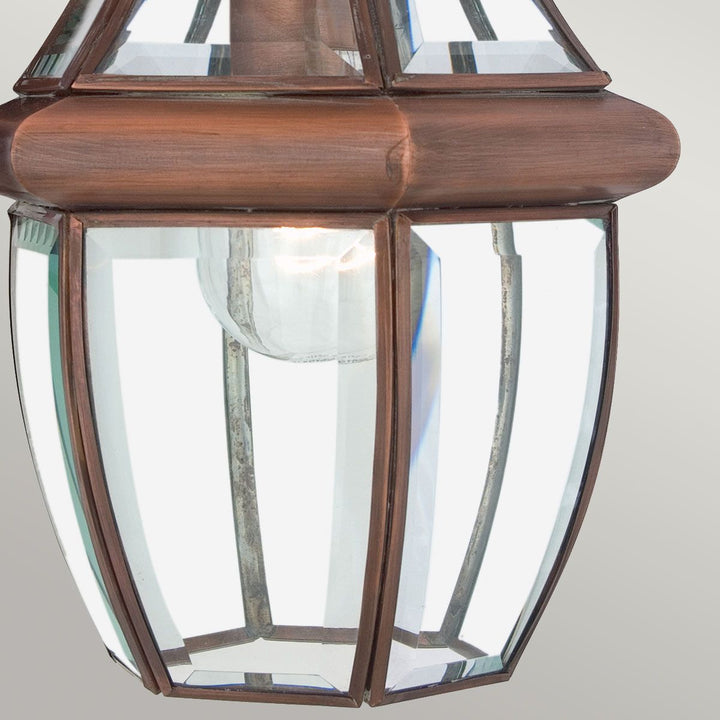 Norlys Newbury 1 Light Medium Chain Lantern QZ-NEWBURY8-M-AC Lacquered Aged Copper
