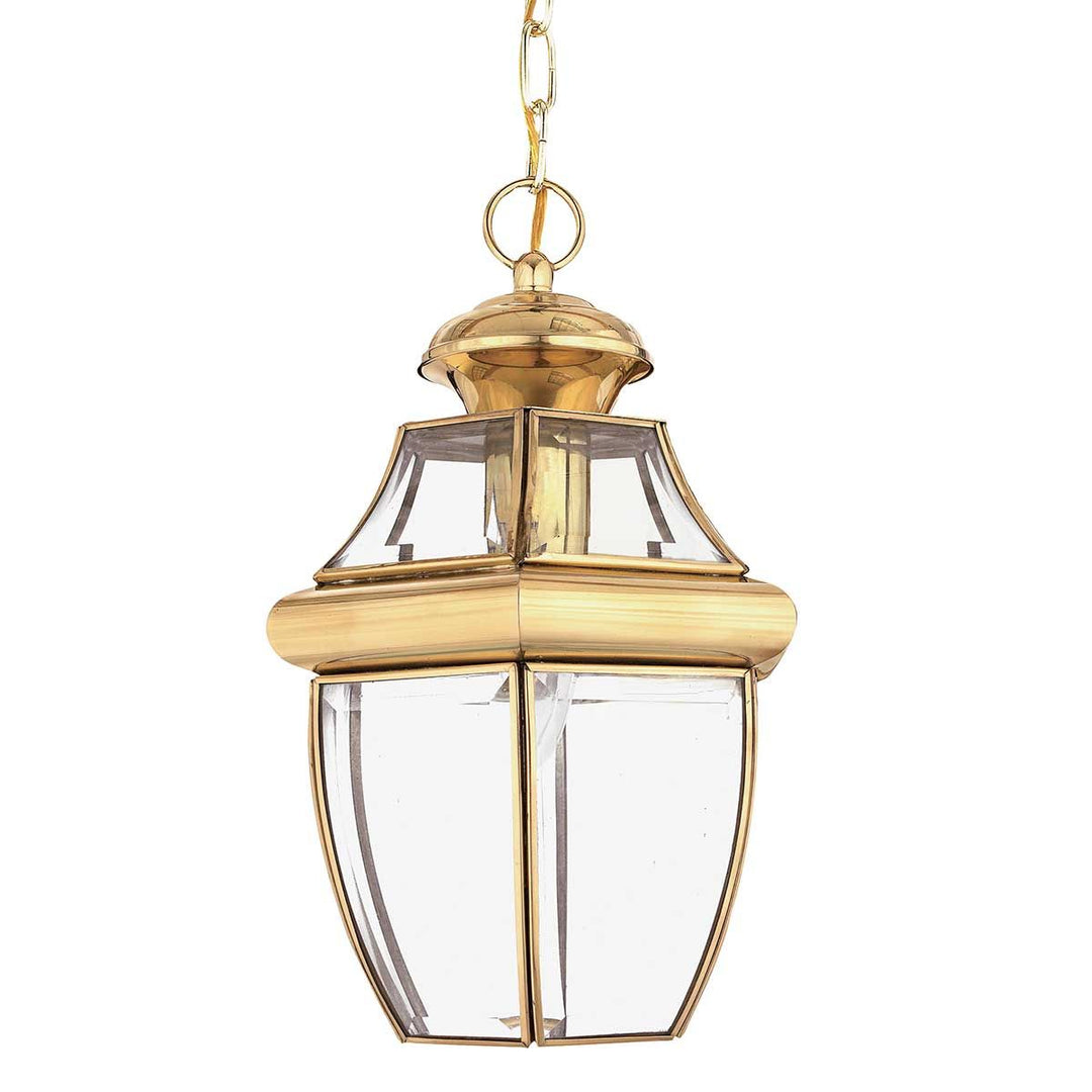 Norlys Newbury 1 Light Medium Chain Lantern QZ-NEWBURY8-M-PB Lacquered Polished Brass