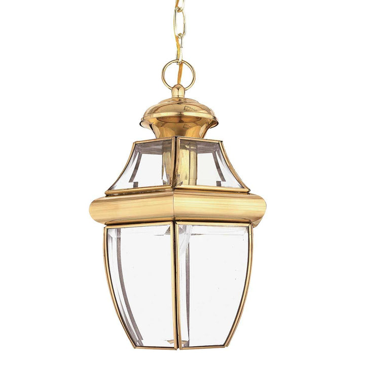 Norlys Newbury 1 Light Medium Chain Lantern QZ-NEWBURY8-M-PB Lacquered Polished Brass