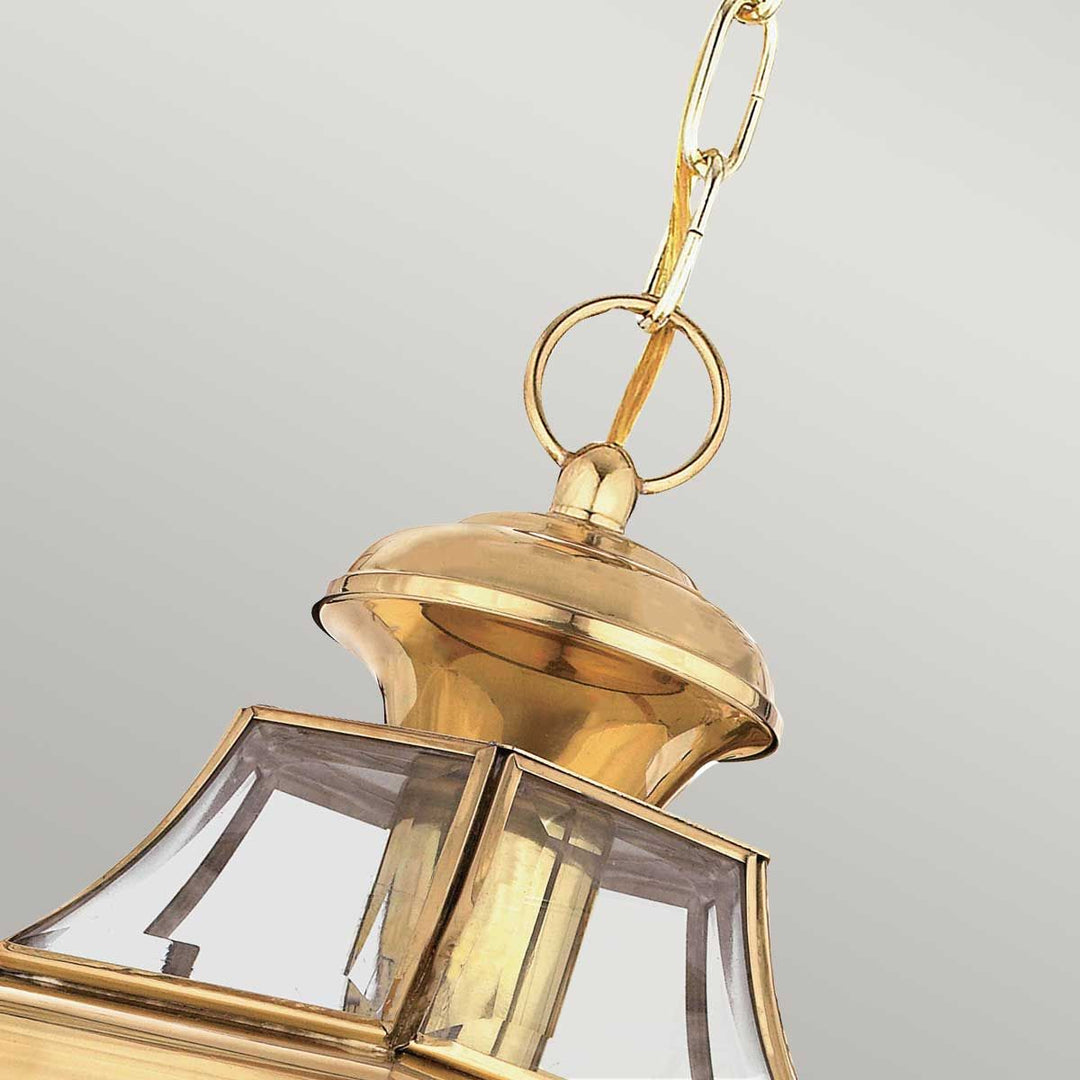 Norlys Newbury 1 Light Medium Chain Lantern QZ-NEWBURY8-M-PB Lacquered Polished Brass