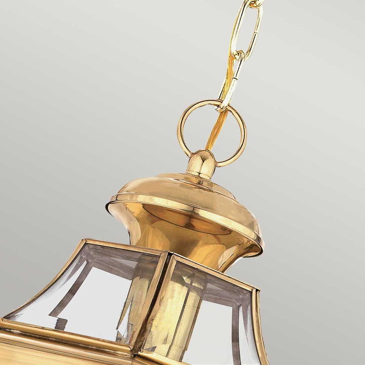 Norlys Newbury 1 Light Medium Chain Lantern QZ-NEWBURY8-M-PB Lacquered Polished Brass