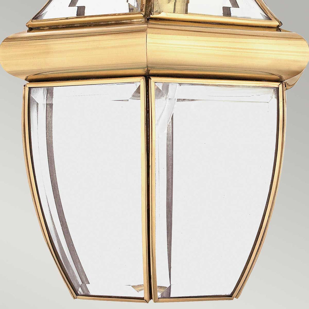 Norlys Newbury 1 Light Medium Chain Lantern QZ-NEWBURY8-M-PB Lacquered Polished Brass