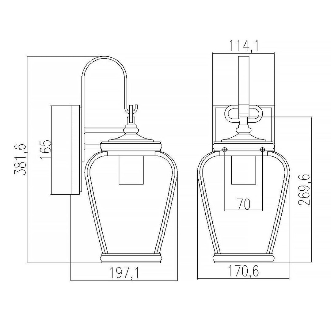 Norlys Province 1 Light Wall Lantern QZ-PROVINCE2-S Mystic Black