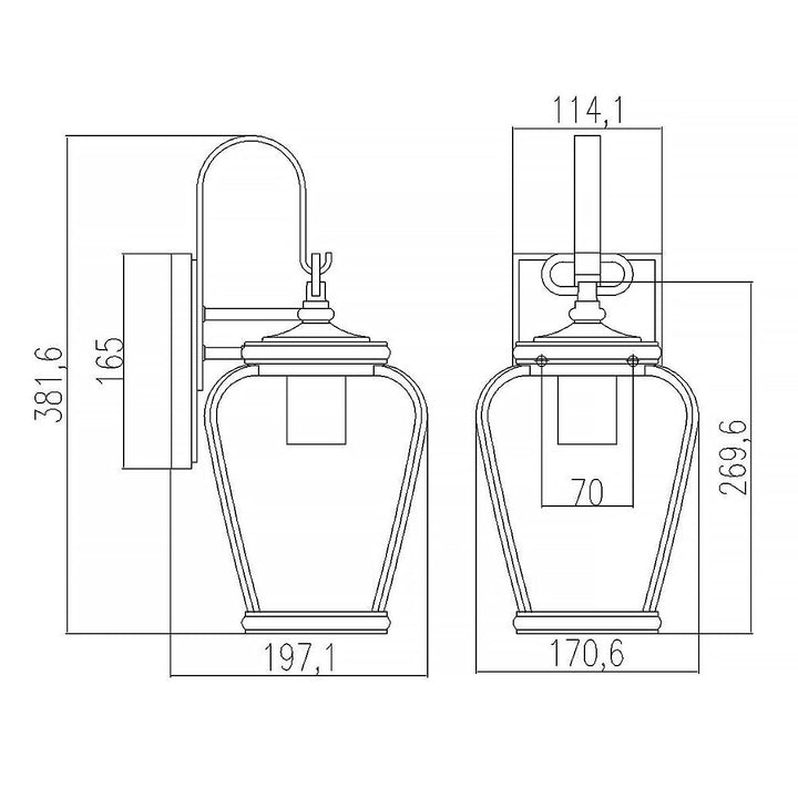Norlys Province 1 Light Wall Lantern QZ-PROVINCE2-S Mystic Black