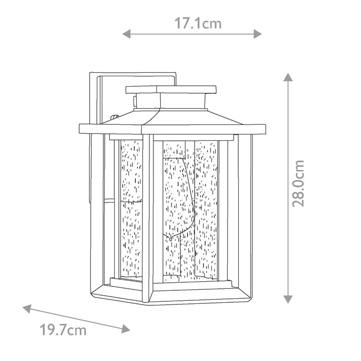 Norlys Wakefield 1 Wall Lantern - Small QZ-WAKEFIELD-S-TBK Earth Black