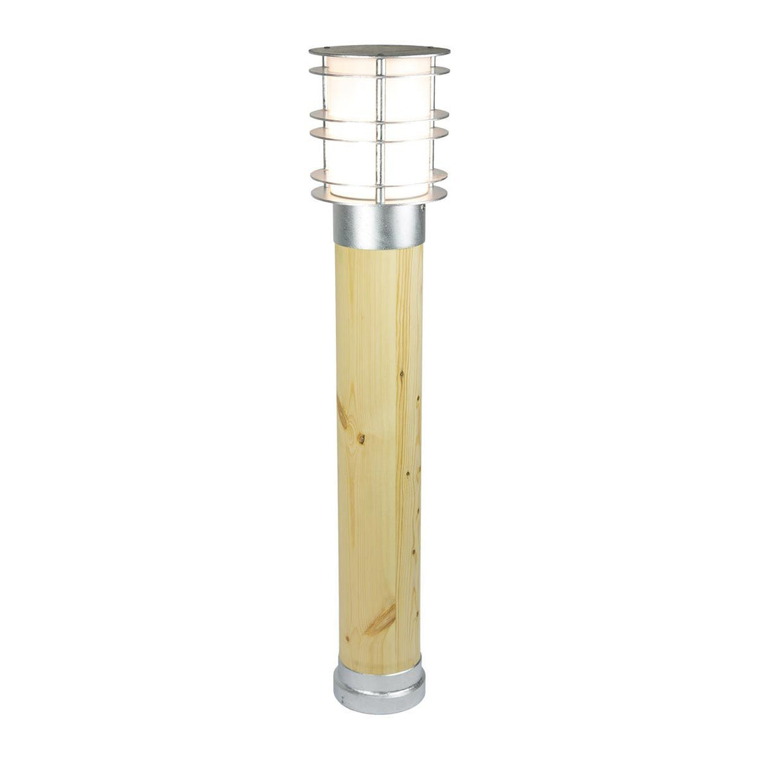 Elstead Lighting Stockholm Large Bollard Natural Wood & Galvanised    ST-BOLNW-L-E27-G Galvanised