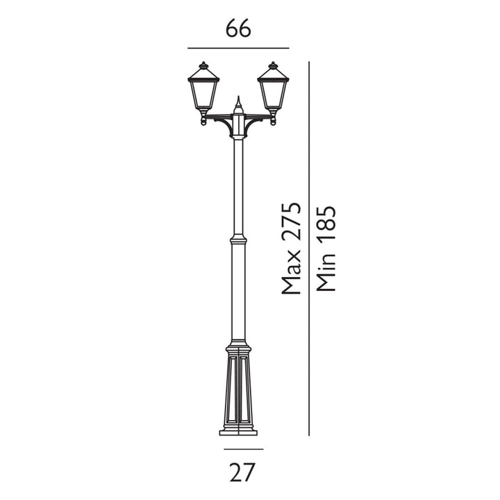 Elstead Lighting Turin 2 Light Twin Lamp Post - Black  T6-BLACK Black