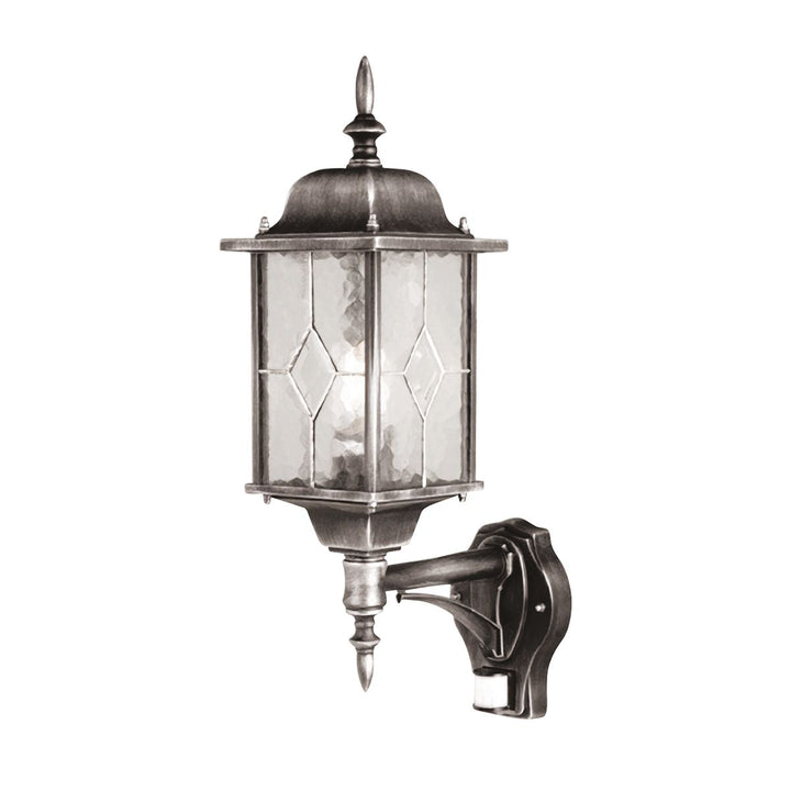 Norlys Wexford 1 Light Up Wall Lantern with PIR WX1-PIR Black/Silver