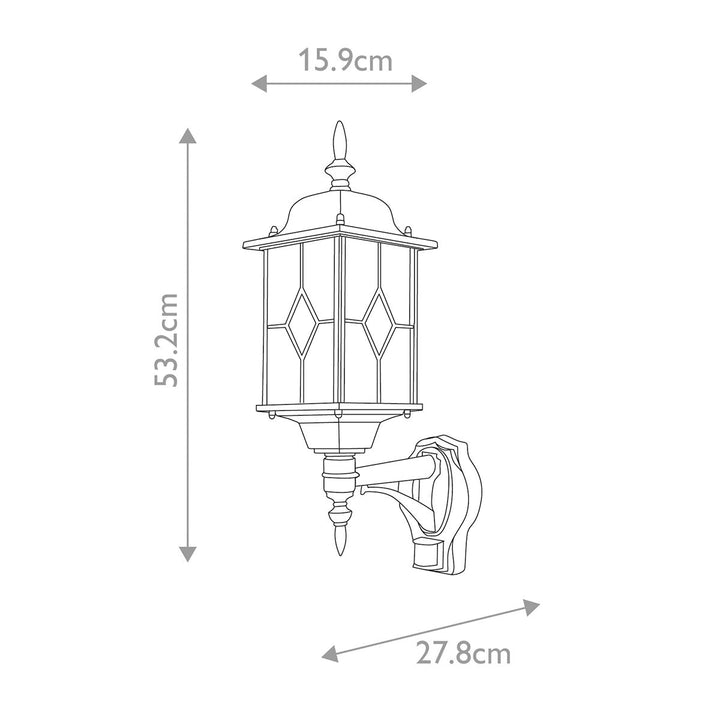 Norlys Wexford 1 Light Up Wall Lantern with PIR WX1-PIR Black/Silver