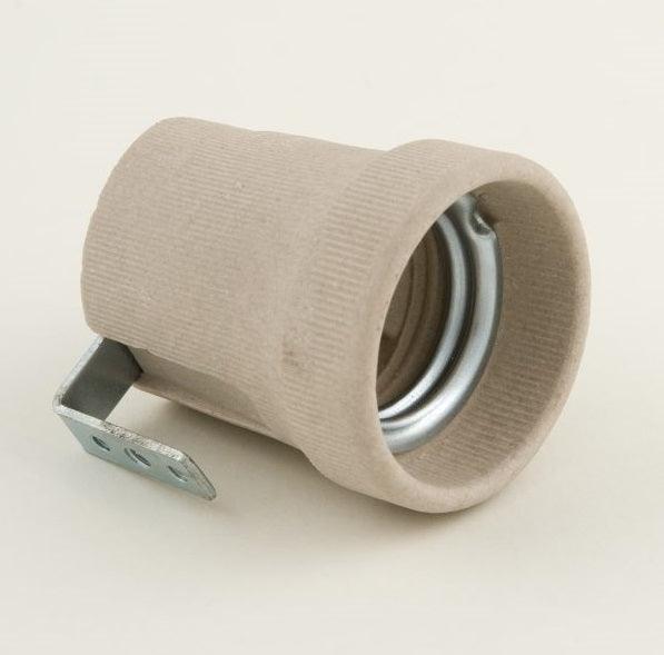 Porcelain / Ceramic Lamp Holder ES E27 Screw terminals With Metal Side fixing bracket