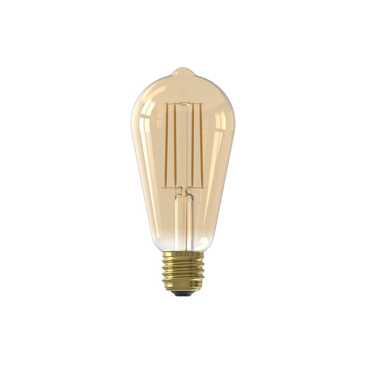 Calex LED Warm Filament Rustic Lamp ST64, Gold, E27, Dimmable