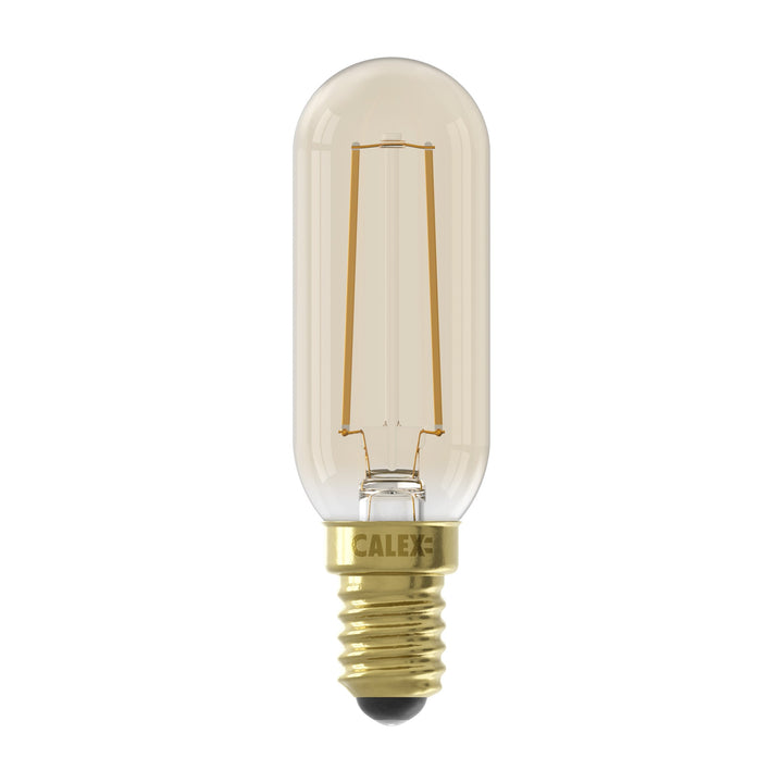 Calex LED Warm Filament Tube Lamp T25x85, Gold, E14, Dimmable