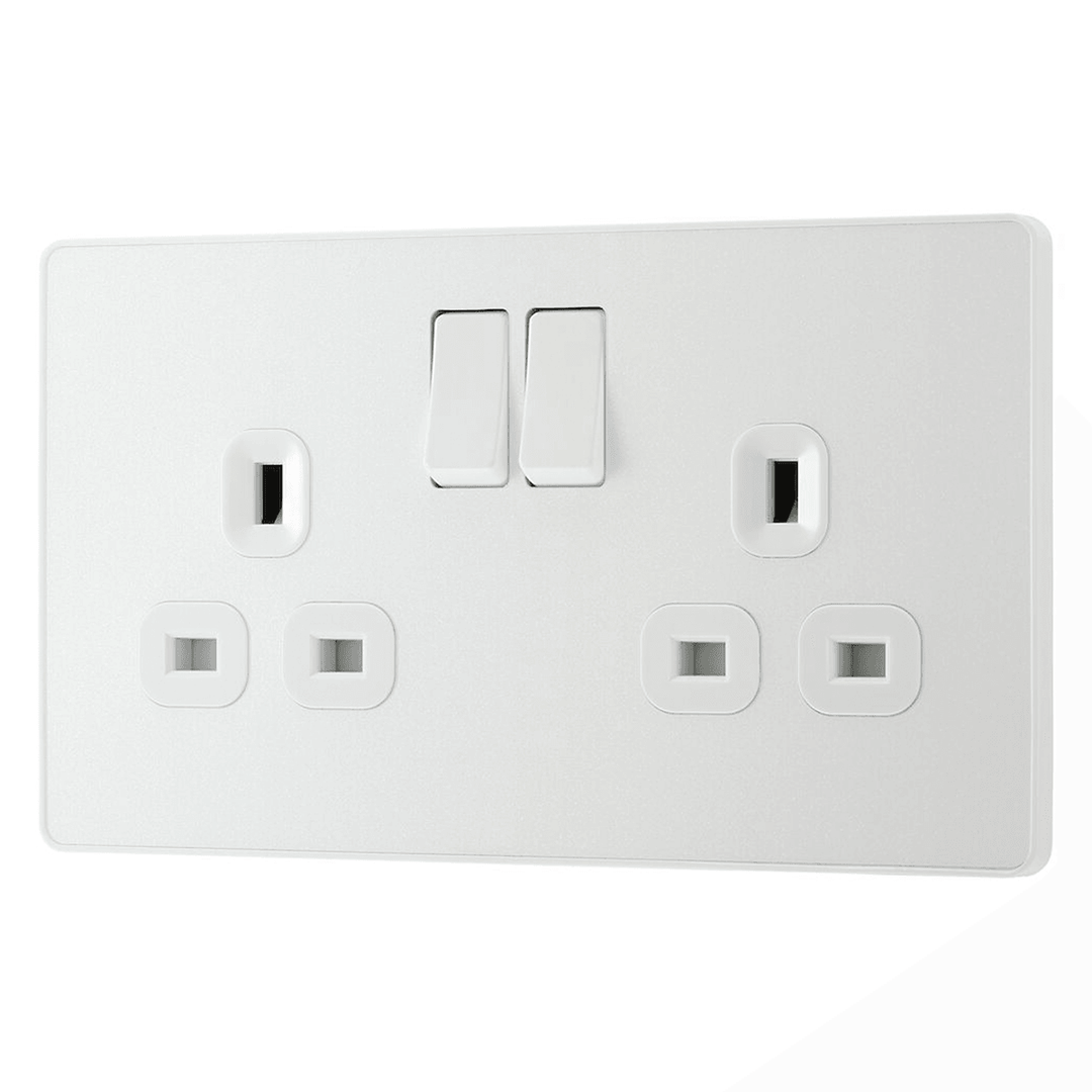 BG Evolve Pearlescent White Double Switched 13a Socket PCDCL22W-01