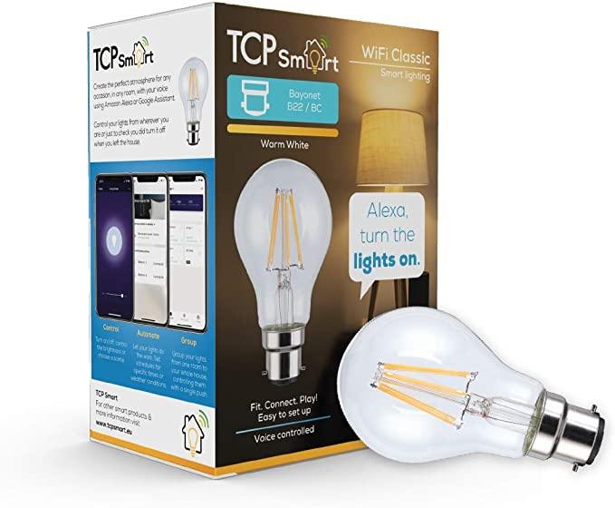 TCP Smart WiFi LED 8W Filament Classic Bulbs BC TAOFA60B2CGW2527