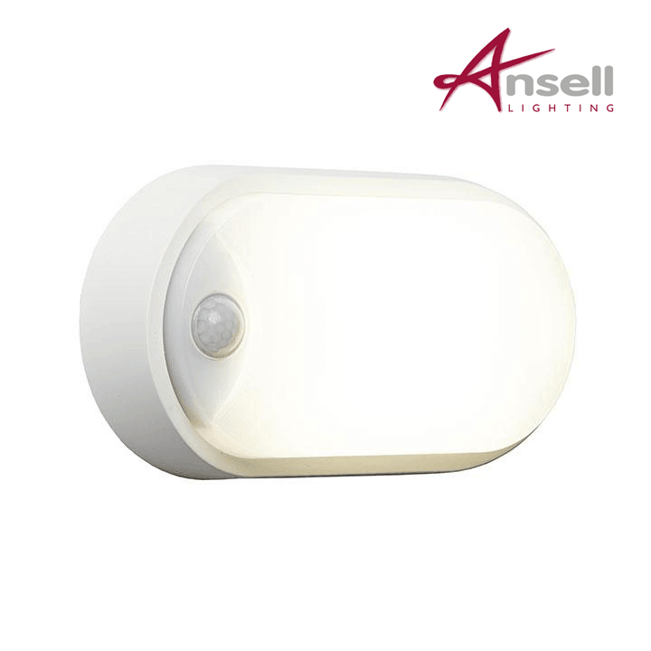 Ansell Helder LED CCT Oval Bulkhead 12W White PIR AHELED/OW/PIR