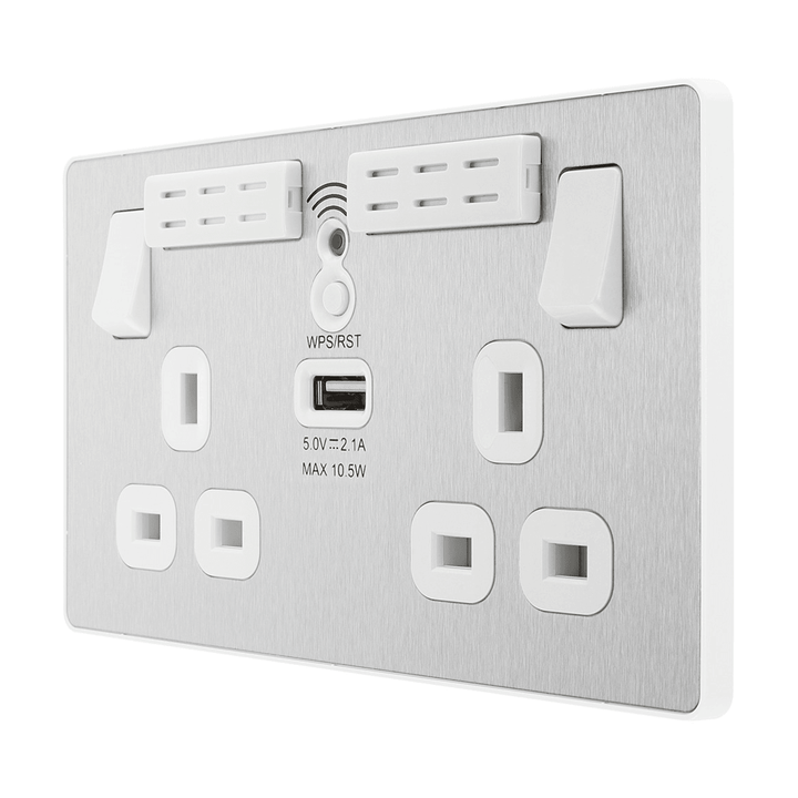 Evolve Double Switched 13a WIFI Extender USB Socket 1xUSB-A(2.1) - Prisma Lighting