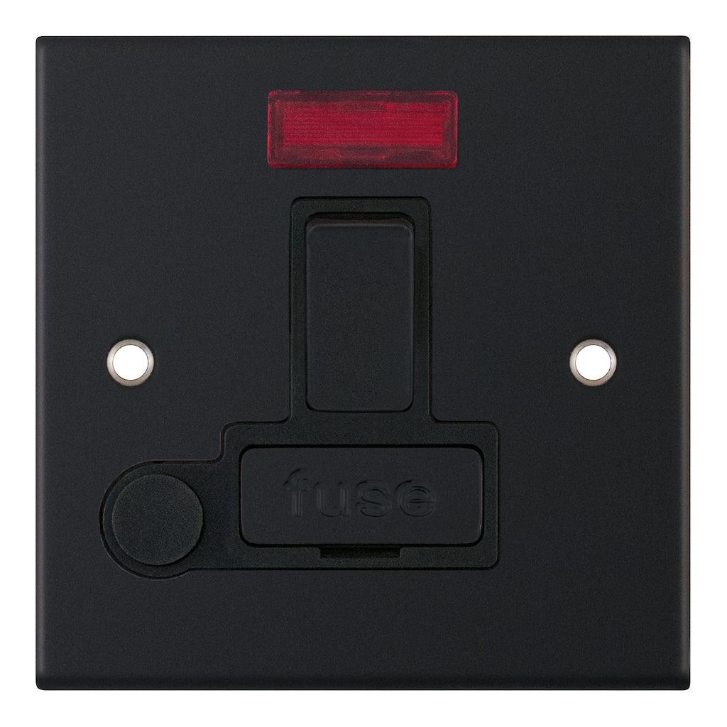 LGA Selectric Matt Black Switched 13a Fuse Spur 13a With Power Indicator dsl11-30 | 5M Range
