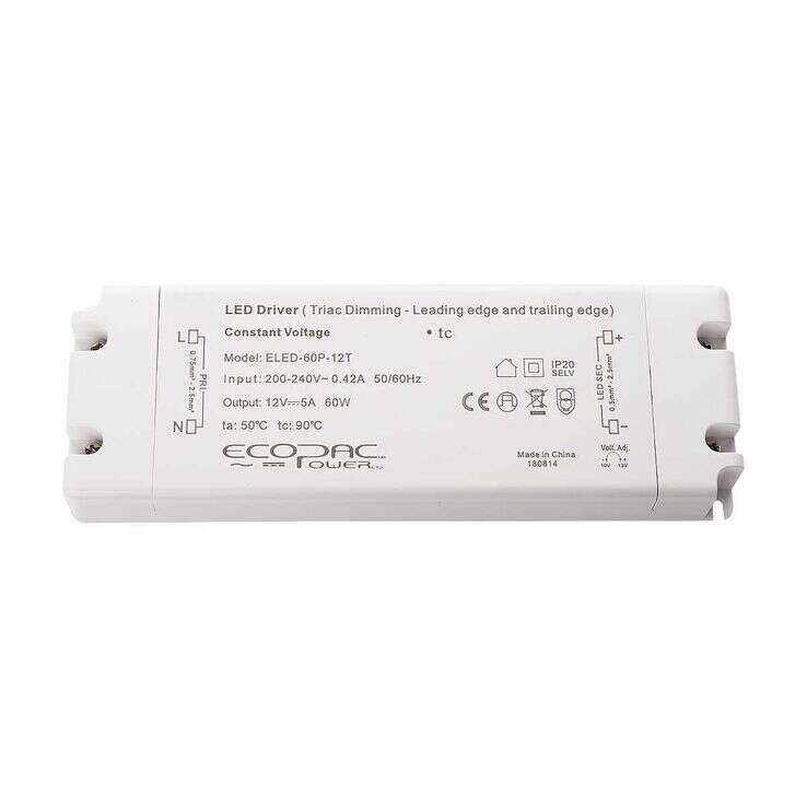 Ecopac LED Driver 60W 24V (TRIAC, Dimmable Leading and Trailing Edge)