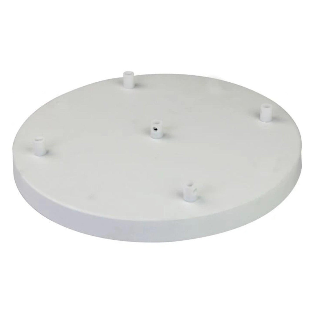 White Steel Ceiling Rose 300mm 5 Outputs With Cable Stop - Prisma Lighting