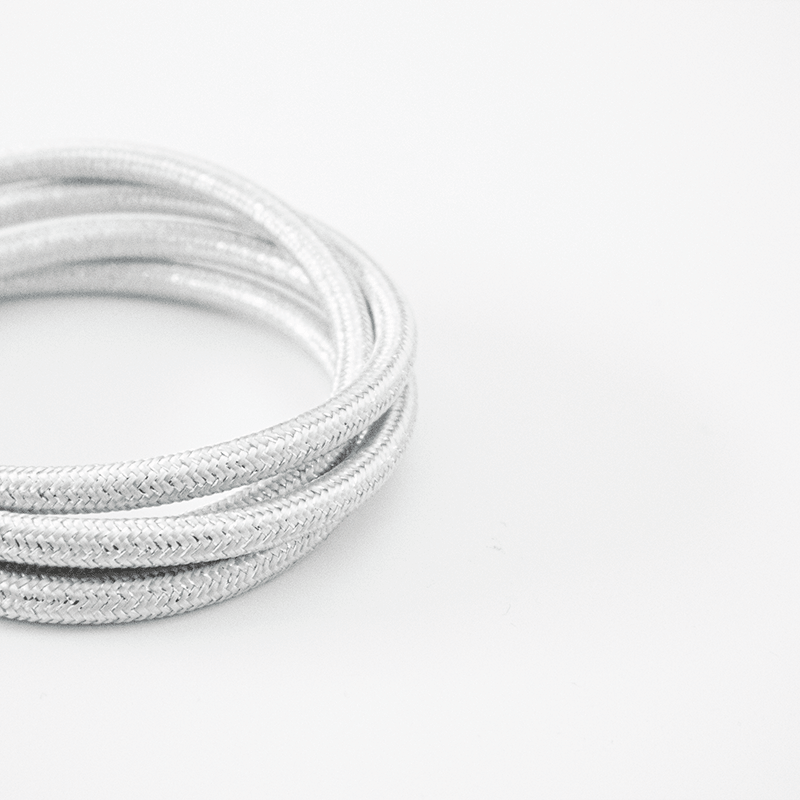 Prisma Glitter Silver 2 Core 0.75mm Solid Braid Rayon Cable