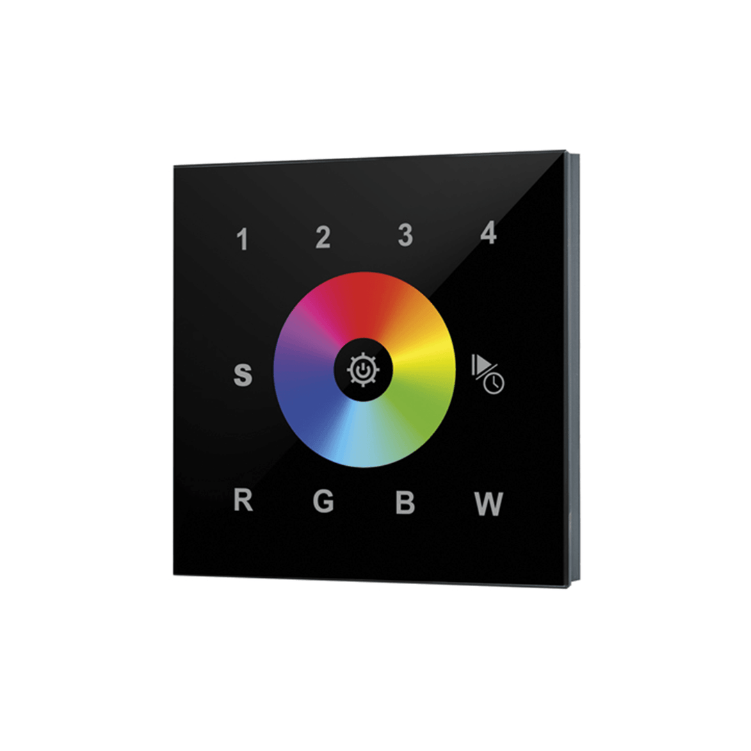 RGBW LED Strip Light Wall-Mounted Controller - Touch Control 4 Zone (Black) ILRC015
