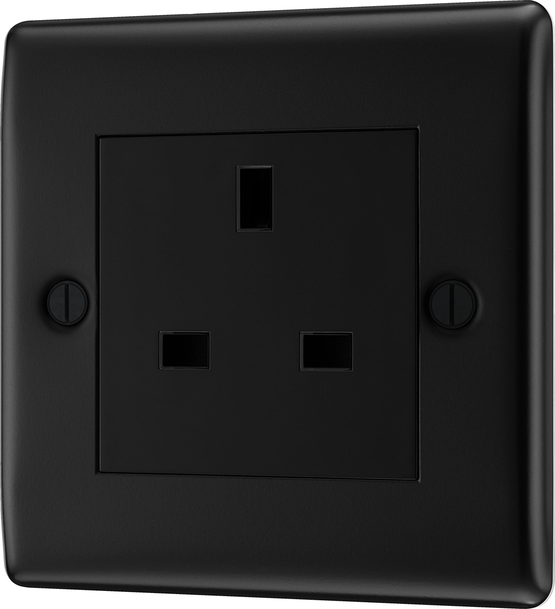Single Unswitched 13A Power Socket (Black Insert) - Nexus Metal