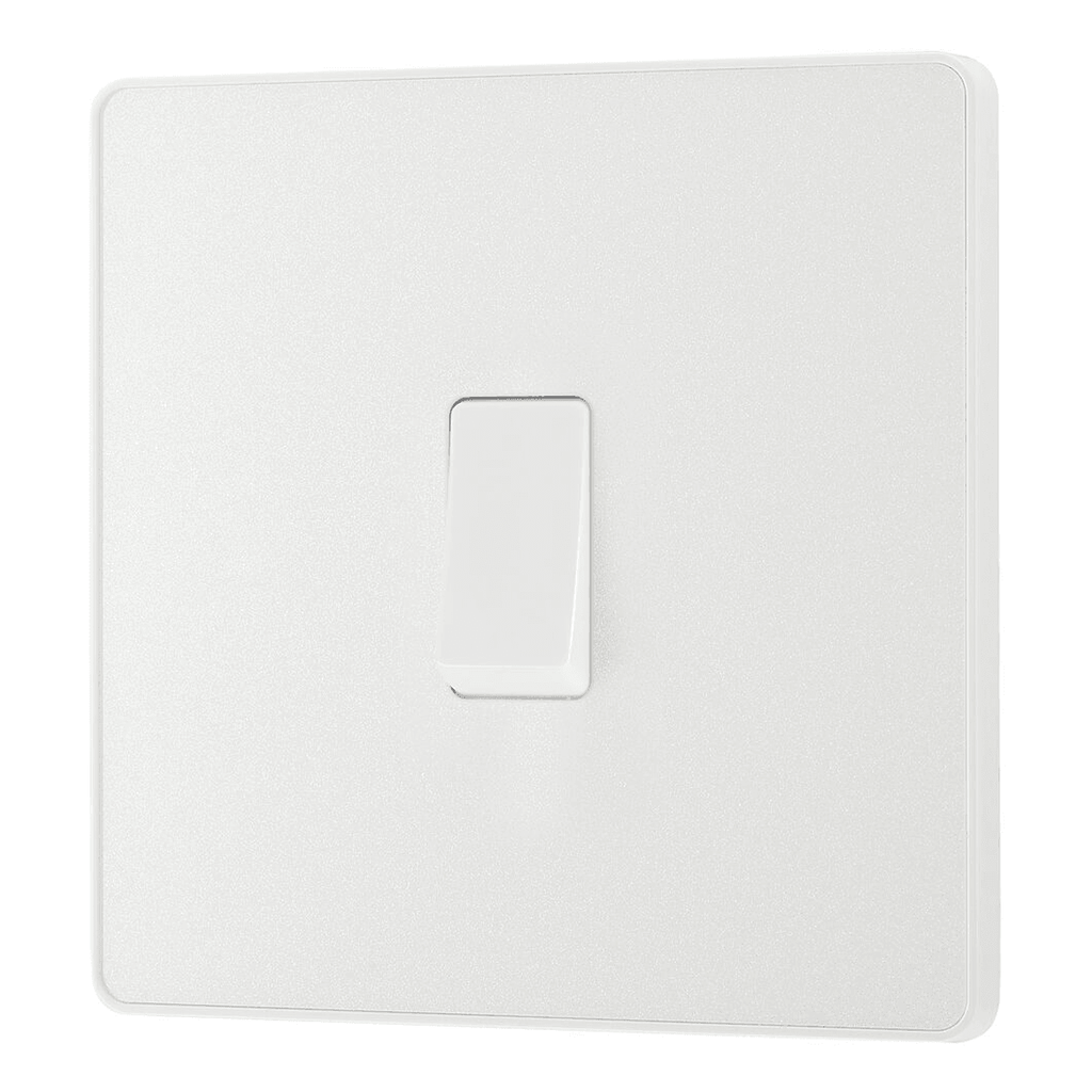 BG Evolve Single Intermediate Light Switch 20a 16AX Pearlescent White PCDCL13W-01