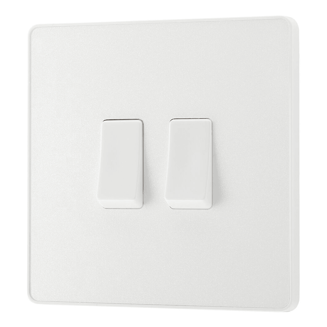 BG Evolve Pearlescent White Double Light Switch 20a 2 Way PCDCL42W-01