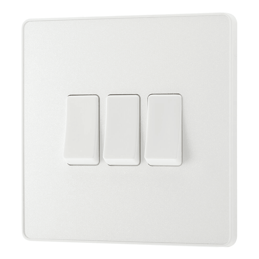 BG Evolve Triple Light Switch 20a 16AX 2 Way Pearlescent White PCDCL43W-01