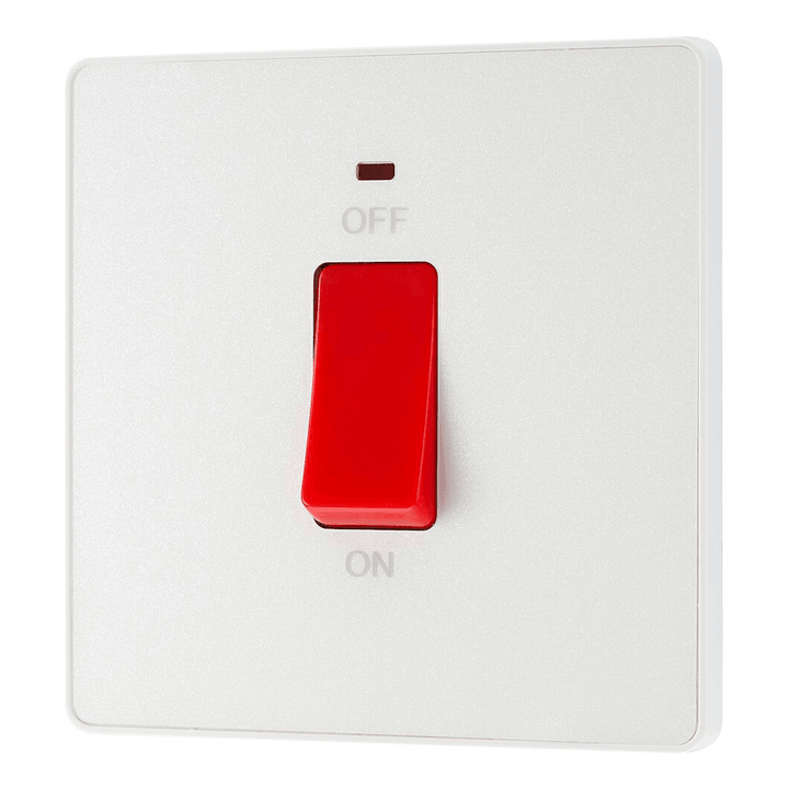 BG Evolve Pearlescent White 45a Single DP Switch LED PCDCL72W-01