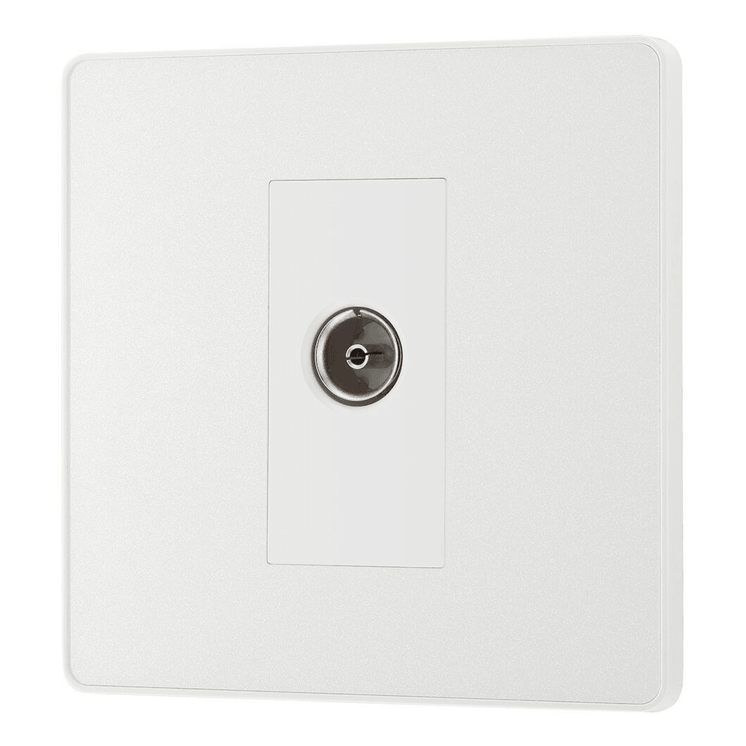 BG Evolve Single Socket for TV or FM Co-Axial Aerial Connection Pearlescent White PCDCL60W-01