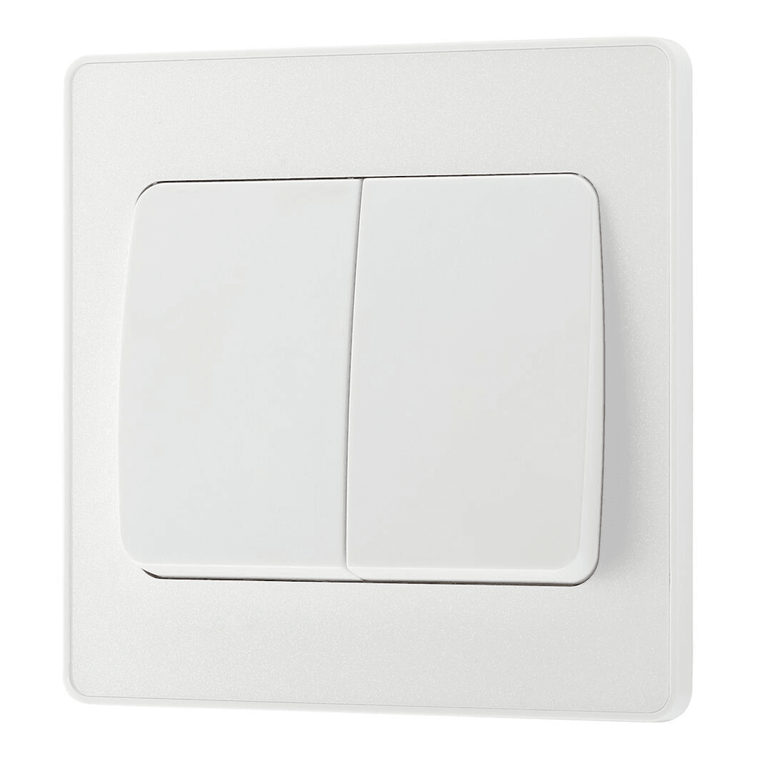BG Evolve Double Light Switch 20a 16AX 2 Way, Wide Rocker Pearlescent White PCDCL42WW-01