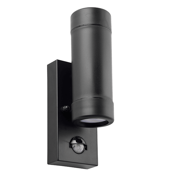 Up and Down Lights with PIR - Icarus Black PIR Up Down Wall Light