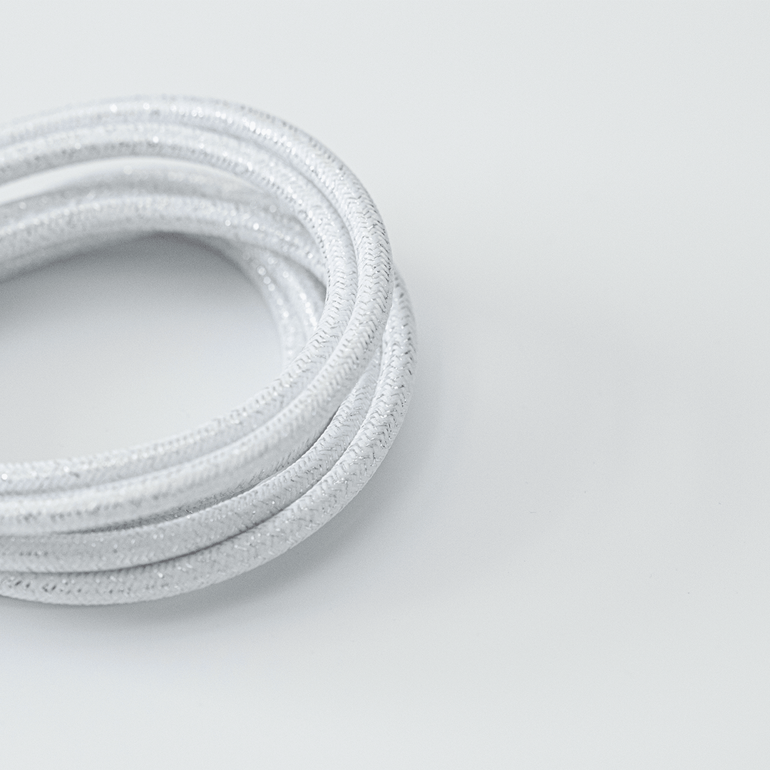 Prisma Glitter White 3 Core 0.75mm Solid Braid Rayon Cable (Sold by the Metre)