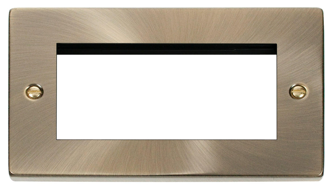 Click Deco Frontplate 2G Quad Module Euro Plate Antique Brass VPAB312
