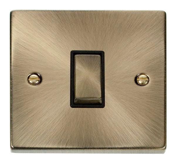 Click Deco 10A Intermediate Single Light Switch Antique Brass Black VP