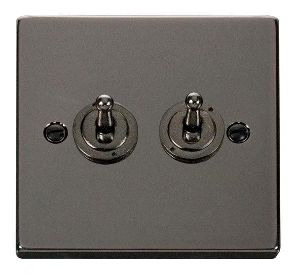 Click Deco 10A 2 Way Double Toggle Light Switch Black Nickel VPBN422