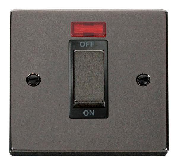 Click Deco 45A Single Isolator Switch Neon DP Black Nickel Black VPBN5