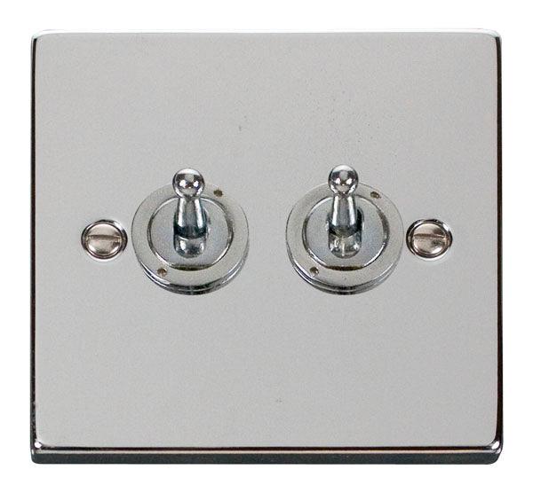 Click Deco 10A 2 Way Double Toggle Light Switch Chrome VPCH422